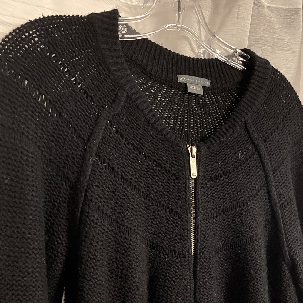 Gently used Vintage Armani Exchange Black Knit Double Zipper Sweater XL
